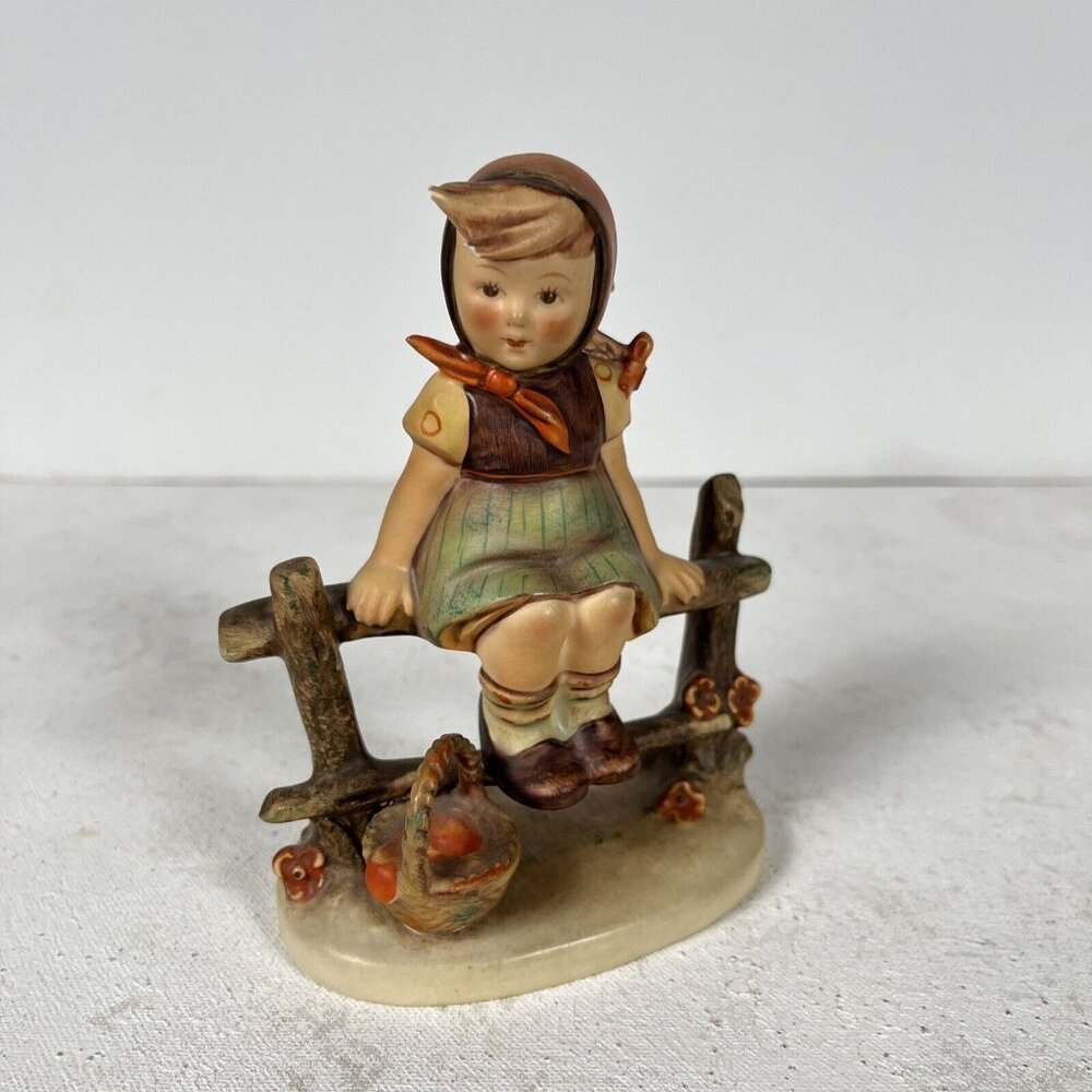 Goebel Hummel Just Resting Girl on Fence Figurine Stamped 1938 Germany TMK-2‎